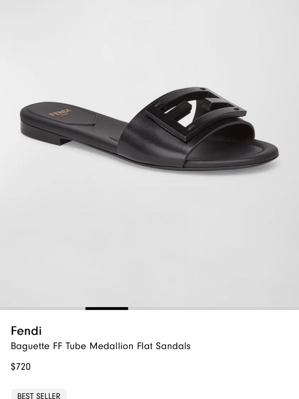 Fendi Baguette FF Tube Medallion Flat Sandals Black size 40 - Picture 3 of 3